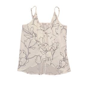 Elliatt White and Black Abstract Ruffle Cami